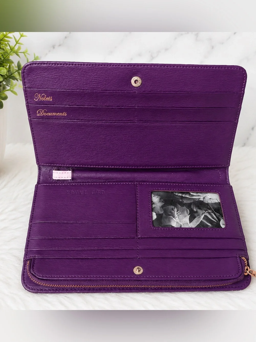 Ted Baker Leather Hanging Garden Continental Wallet Lavender & Purple BEAUTIFUL!